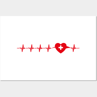 Swiss heartbeat flag Posters and Art